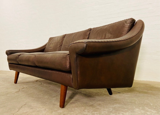 Image 1 of Vintage Danish Mid Century Retro Aage Christiansen (Matador) Leather Sofa 60S