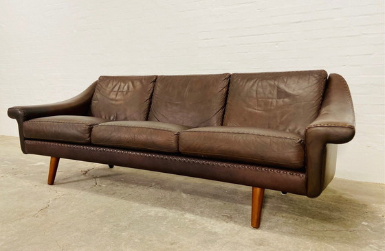 Image 1 of Vintage Danish Mid Century Retro Aage Christiansen (Matador) Leather Sofa 60S