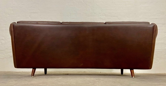 Image 1 of Vintage Danish Mid Century Retro Aage Christiansen (Matador) Leather Sofa 60S