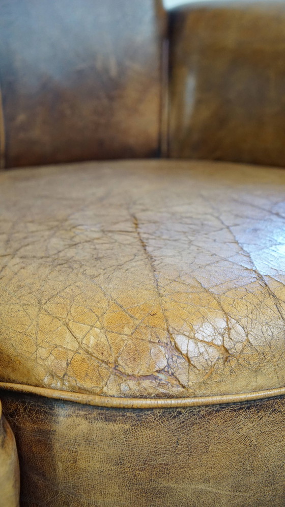 Image 1 of Vintage Sheepskin Leather 2 Seater Sofa