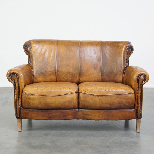 Vintage Sheepskin Leather 2 Seater Sofa