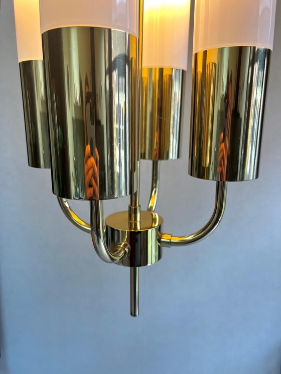 Image 1 of Vintage Chandelier With 4 Glass Chalices Glashütte Limburg