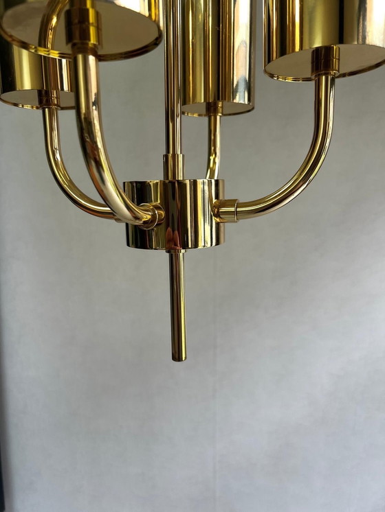 Image 1 of Vintage Chandelier With 4 Glass Chalices Glashütte Limburg