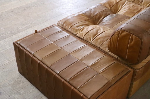 De Sede Ds-88 Sofa In Cognac Patchwork Leather, Switzerland 1970S