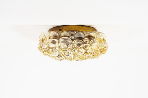 Image 1 of 1X Amber Glass Bubble Flush Mount Light By Helena Tynell For Glashutte Limburg