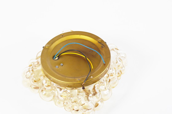 Image 1 of 1X Amber Glass Bubble Flush Mount Light By Helena Tynell For Glashutte Limburg