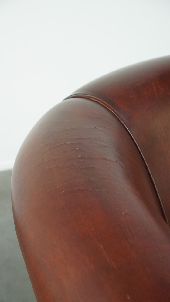 Image 1 of Spacious sheep leather club chair in English style