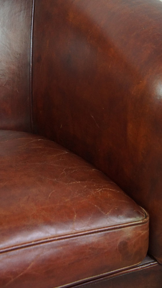 Image 1 of Spacious sheep leather club chair in English style