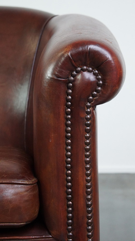 Image 1 of Spacious sheep leather club chair in English style