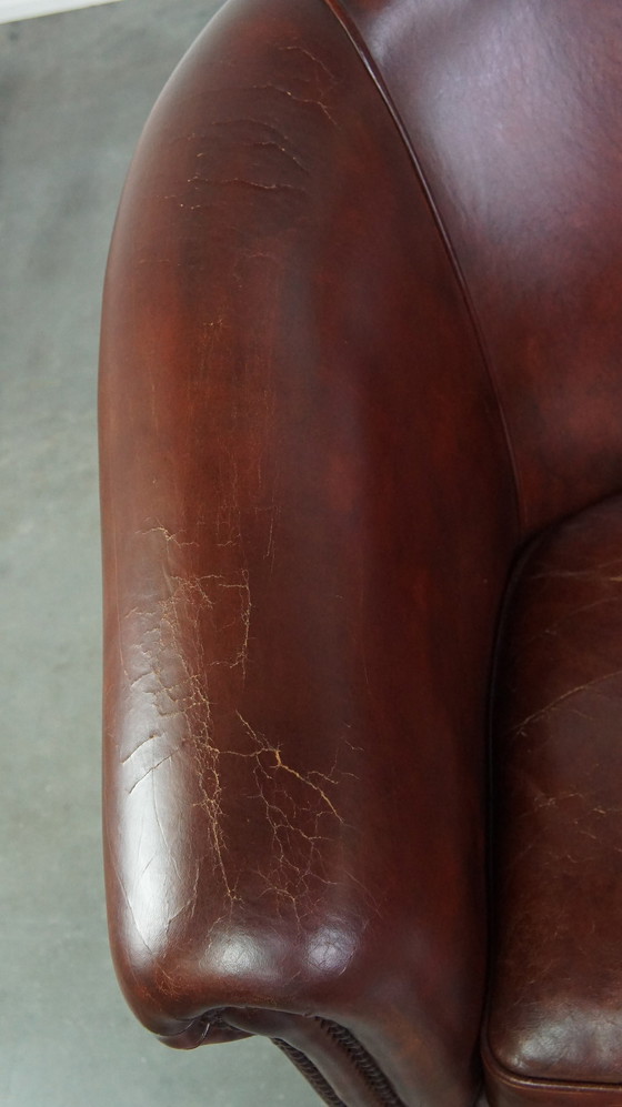 Image 1 of Spacious sheep leather club chair in English style