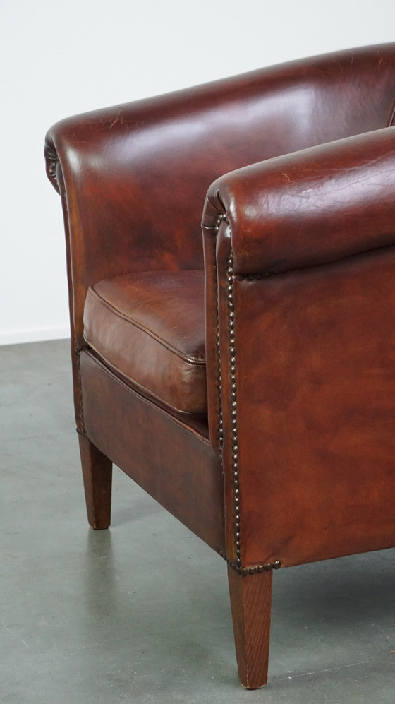 Image 1 of Spacious sheep leather club chair in English style