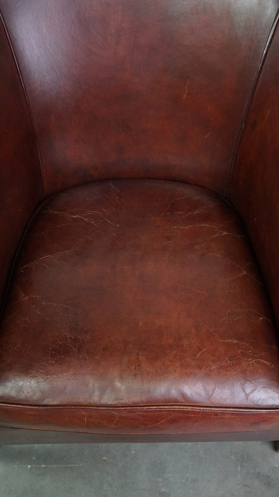 Image 1 of Spacious sheep leather club chair in English style