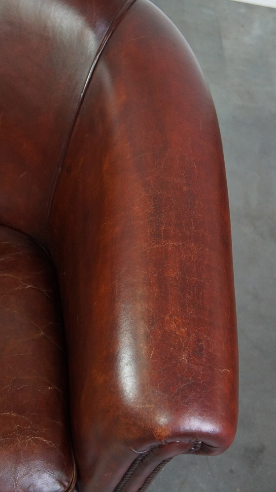 Image 1 of Spacious sheep leather club chair in English style