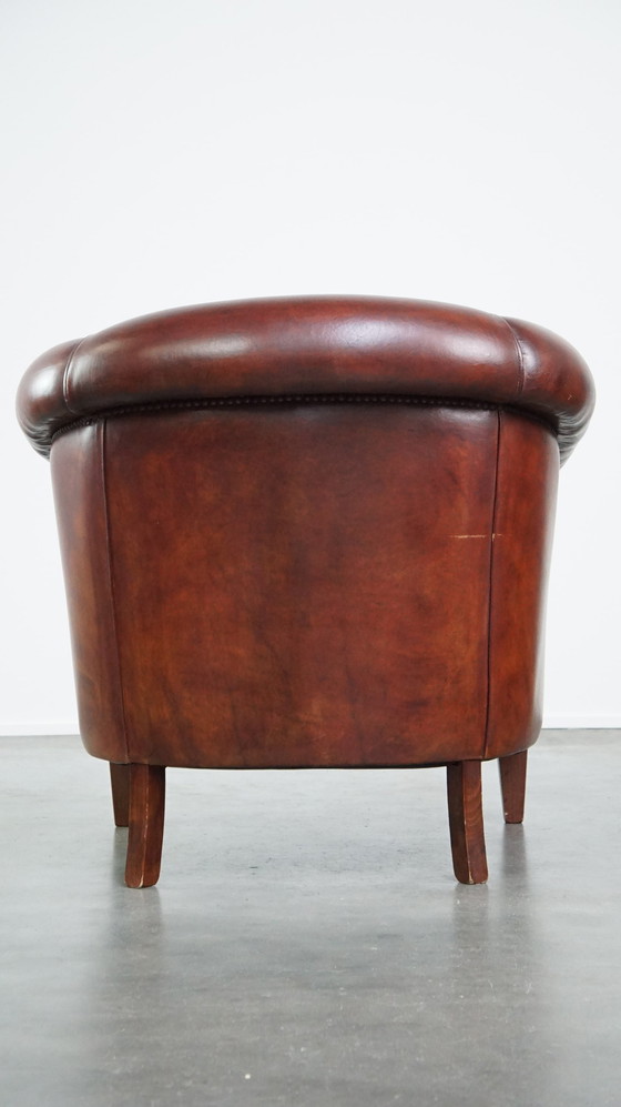 Image 1 of Spacious sheep leather club chair in English style