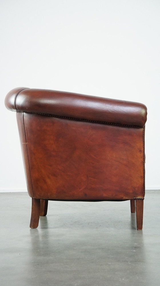 Image 1 of Spacious sheep leather club chair in English style