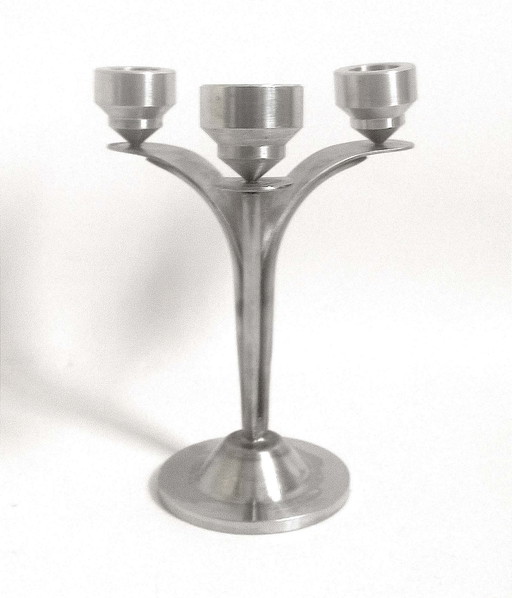 3-Light Candelabra Solid stainless steel Height 22.5 Cm Late 1960