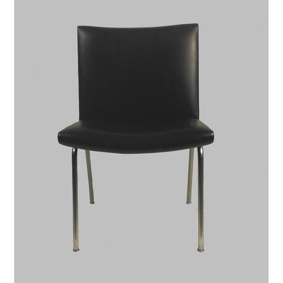 Image 1 of Suite of four vintage airport lounge chairs in black Hans J. Wegner by A.P, Denmark 1958