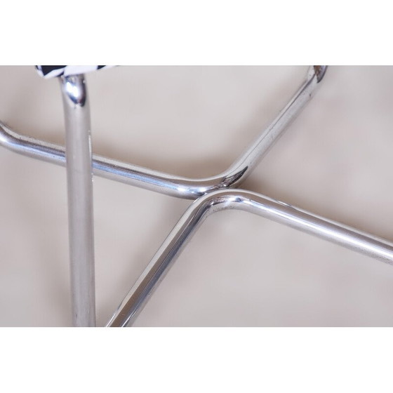 Image 1 of Sgabello vintage cromato bianco e nero con rivestimento di Sab, anni '30