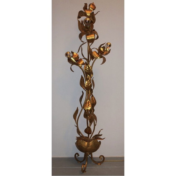 Image 1 of Vintage floor lamp in gold-plated canvas by Hans Kögl, 1970