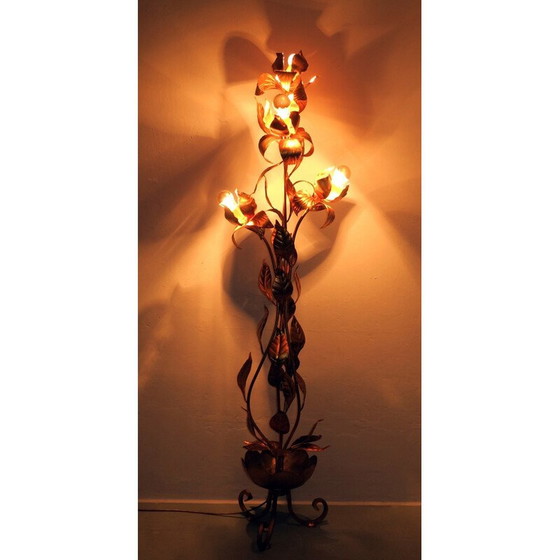 Image 1 of Vintage floor lamp in gold-plated canvas by Hans Kögl, 1970