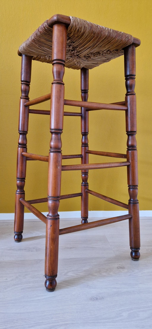 2x Vintage Wooden Barstool Piping Seat