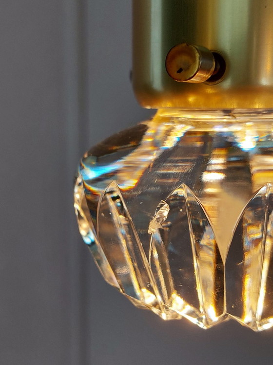 Image 1 of Mid-Century Brass & Glass Pendant Light