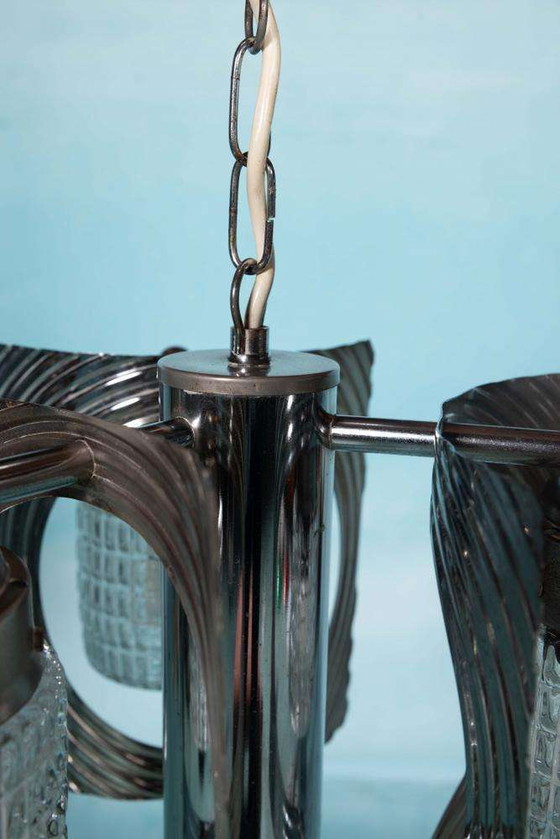 Image 1 of Lustre de l'ère spatiale, lampe suspendue cascade vintage 60/70 rétro