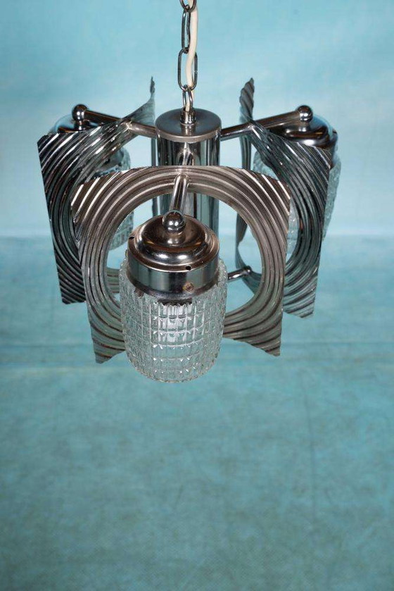 Image 1 of Lustre de l'ère spatiale, lampe suspendue cascade vintage 60/70 rétro