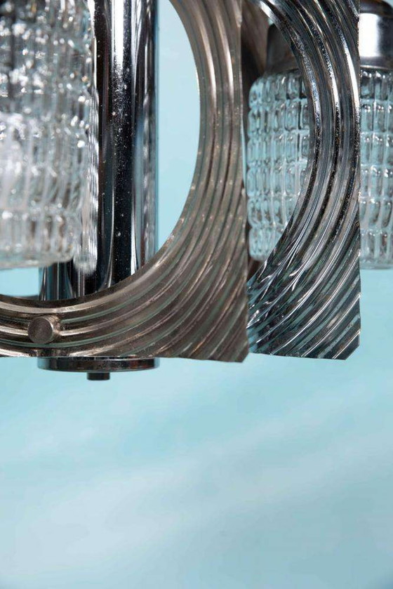 Image 1 of Lustre de l'ère spatiale, lampe suspendue cascade vintage 60/70 rétro