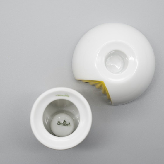 Image 1 of Rosenthal Candleholder Set Ambrogio Pozzi White Glossy Porcelain Yellow Plissée