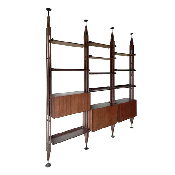 Image 1 of LB7 vintage modular bookcase in iron and brass by Franco Albini for Poggi, 1957