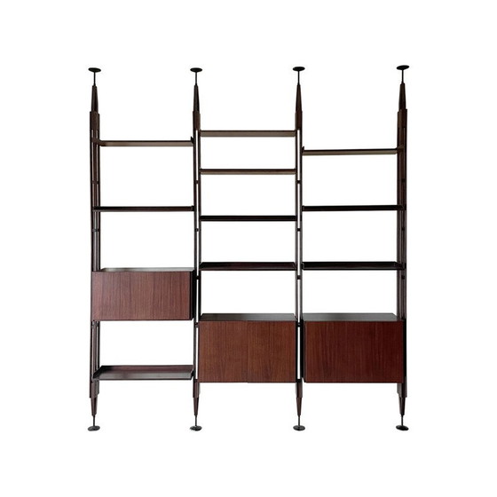 Image 1 of LB7 vintage modular bookcase in iron and brass by Franco Albini for Poggi, 1957