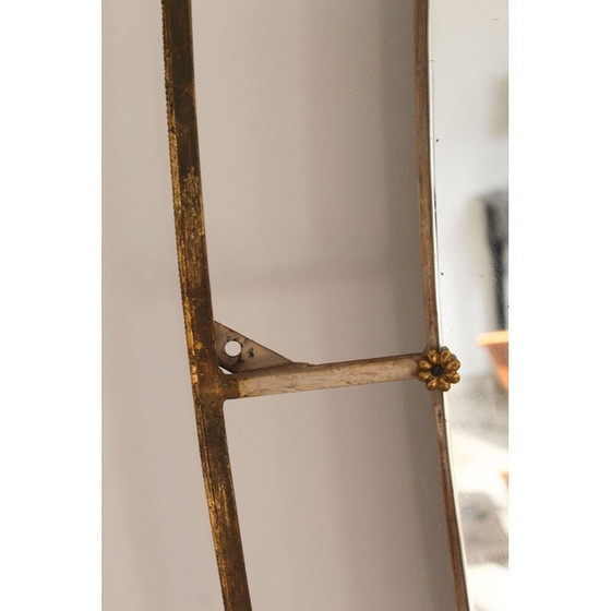 Image 1 of Vintage art deco brass oval mirror, Italy 1940