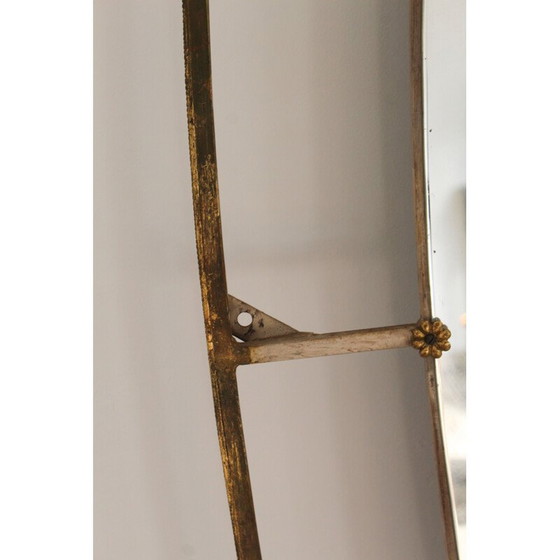 Image 1 of Vintage art deco brass oval mirror, Italy 1940