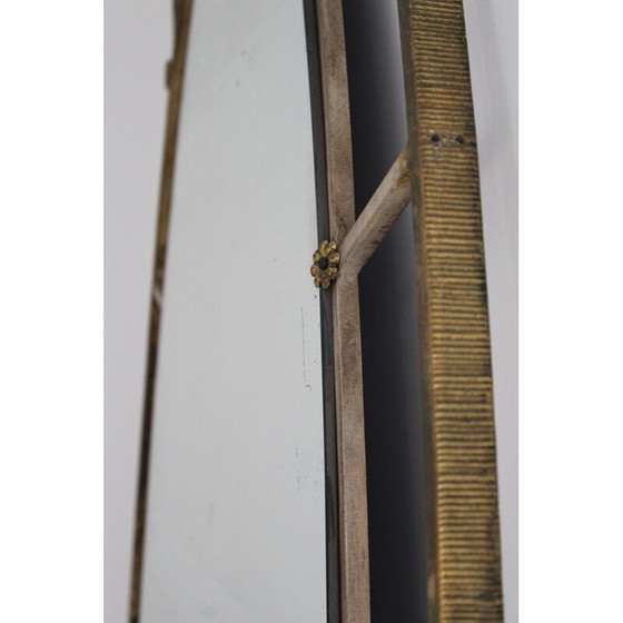 Image 1 of Vintage art deco brass oval mirror, Italy 1940