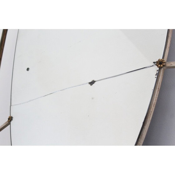 Image 1 of Vintage art deco brass oval mirror, Italy 1940