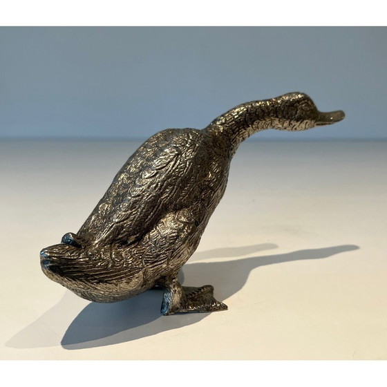Image 1 of Vintage silver-plated bronze duck, 1970