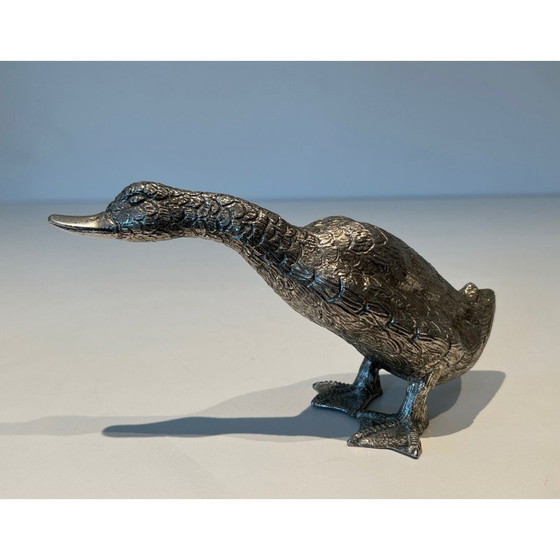Image 1 of Vintage silver-plated bronze duck, 1970