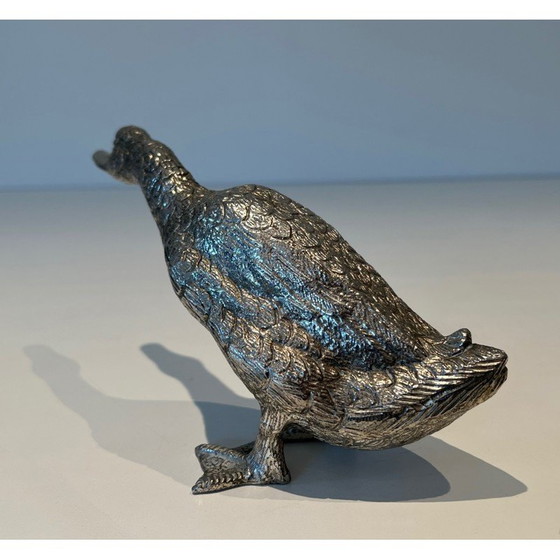 Image 1 of Vintage silver-plated bronze duck, 1970