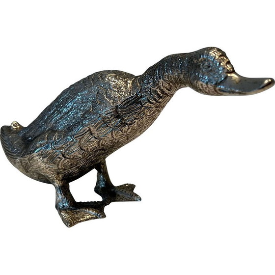 Image 1 of Vintage silver-plated bronze duck, 1970