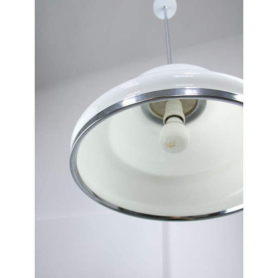 Image 1 of Lampada a sospensione vintage in opalino e cromo