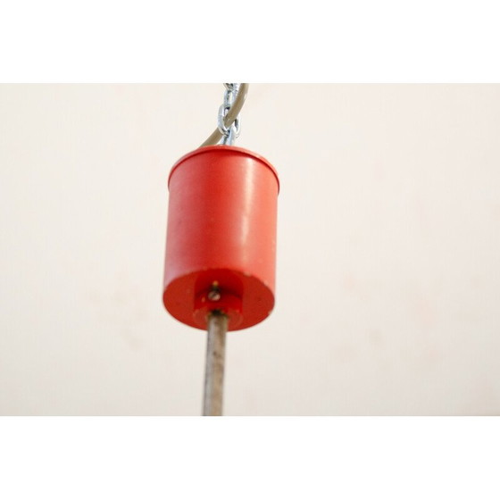 Image 1 of Lampadario vintage in vetro opalino e acciaio cromato di Karel Wolf per Osvětlovací Sklo, Cecoslovacchia 1970