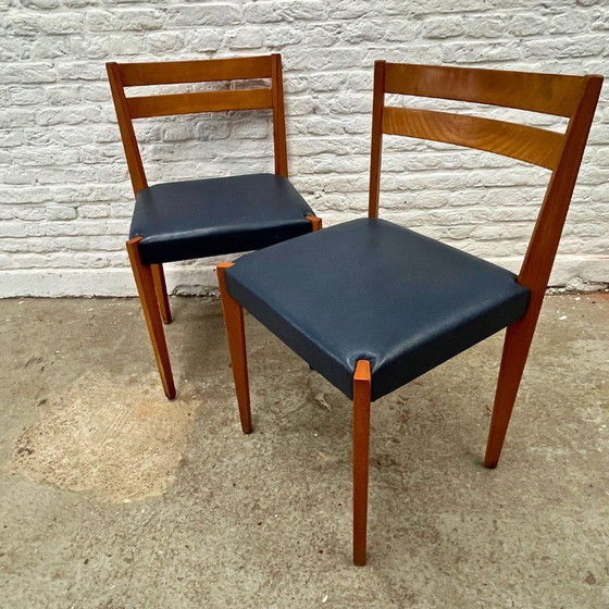 Image 1 of Thonet Dining Chair - 12 Pieces - Wood - Blue Skai