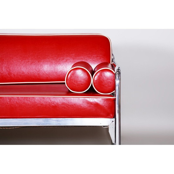 Image 1 of Vintage red leather sofa by Hynekk Gottwald, 1930s