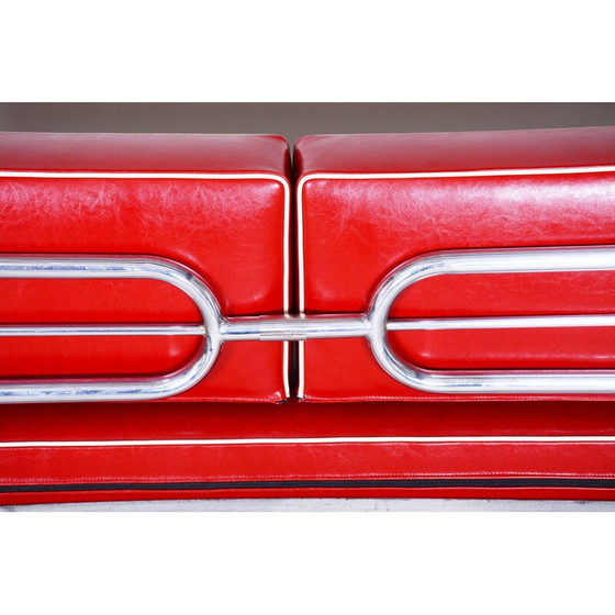 Image 1 of Vintage red leather sofa by Hynekk Gottwald, 1930s