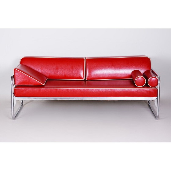 Image 1 of Vintage red leather sofa by Hynekk Gottwald, 1930s