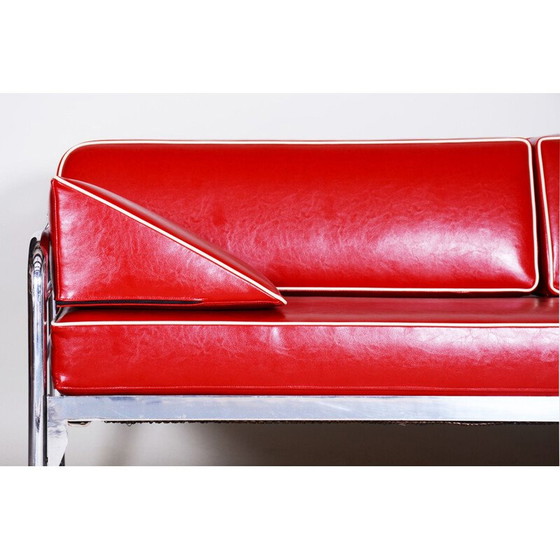 Image 1 of Vintage red leather sofa by Hynekk Gottwald, 1930s