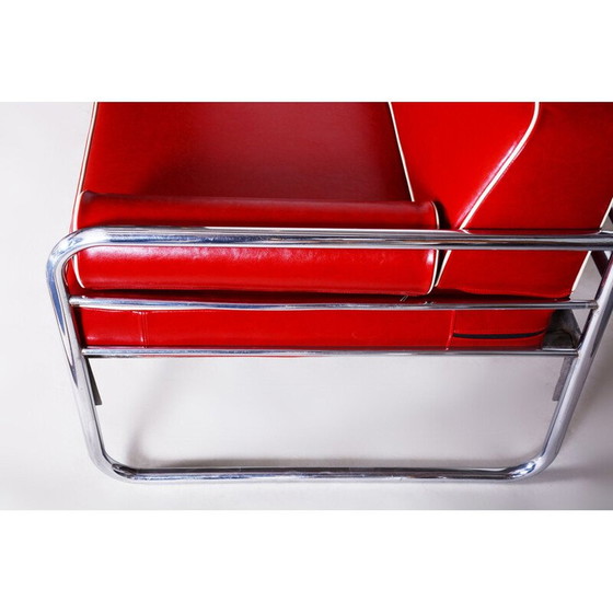 Image 1 of Vintage red leather sofa by Hynekk Gottwald, 1930s