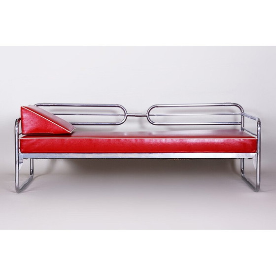 Image 1 of Vintage red leather sofa by Hynekk Gottwald, 1930s