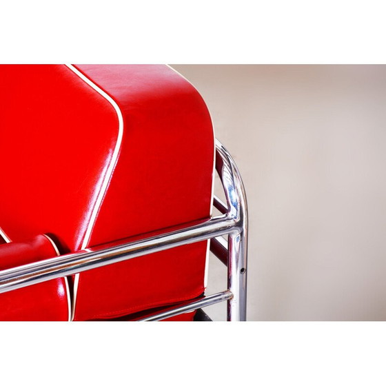 Image 1 of Vintage red leather sofa by Hynekk Gottwald, 1930s